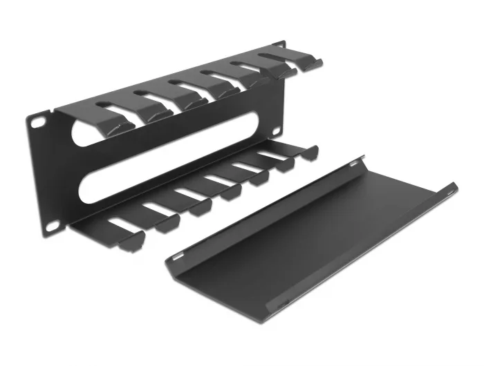 Delock 10″ Kabelmanagement Rangierpanel mit 2 Öffnungen 1 HE schwarz #3 