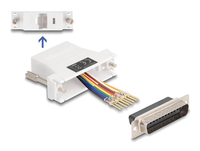 Delock D-Sub 25 Pin Stecker zu RJ45 Buchse Montagesatz weiß #1 