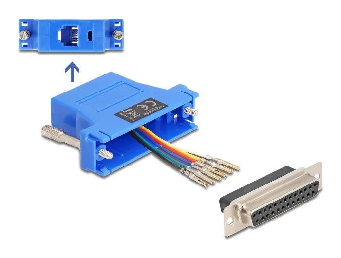 Delock D-Sub 25 Pin Buchse zu RJ12 Buchse Montagesatz blau #1 