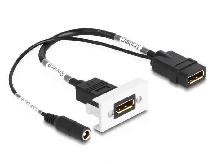 Delock Easy 45 DisplayPort 4K 60 Hz Modul mit DC Einspeisung 2,1 x 5,5 mm und Kabelpeitsche, 22,5 x 45 mm #2 
