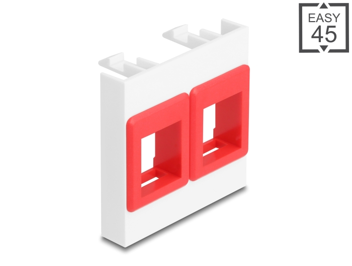 Delock Easy 45 Modul mit zwei Keystone Halterungen 45 x 45 mm, weiß / rot #1 