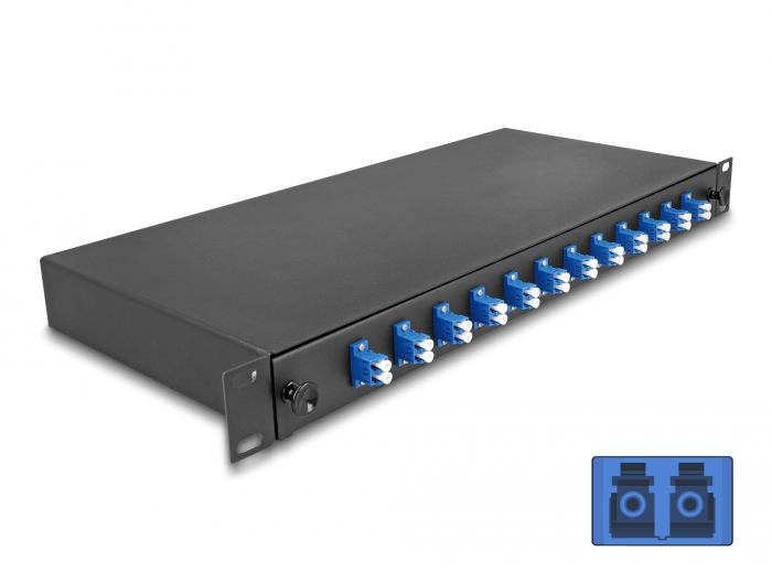 Delock 19″ LWL Spleißbox 12 x LC Duplex OS2 1HE komplett bestückt #1 
