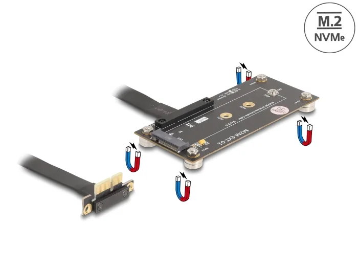 Delock Adapter PCIe 3.0 x1 Stecker 90° gewinkelt zu M.2 Key M Buchse mit Kabel 10 cm #1 