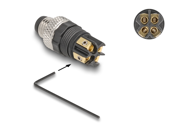 Delock M8 Steckverbinder A-kodiert 4 Pin Stecker zur Montage mit Schraubanschluss #4 