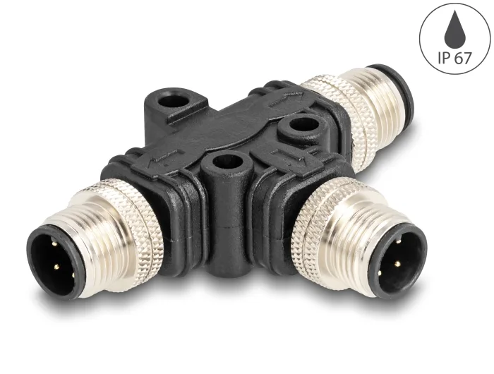 Delock M12 T-Splitter A-kodiert 4 Pin 1 x Stecker zu 2 x Stecker Parallelschaltung #1 