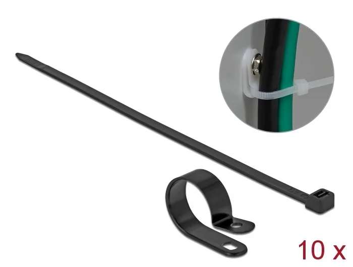 Delock Befestigungsschelle 25,4 mm mit Kabelbinder L 300 x B 7,2 schwarz #1 