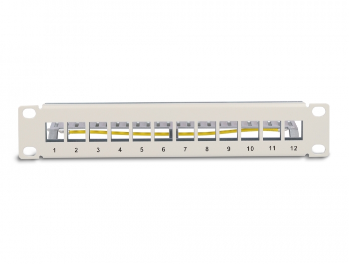 Delock 10″ Keystone Patchpanel 12 Port mit Entlastungsschiene 1 HE grau #3 