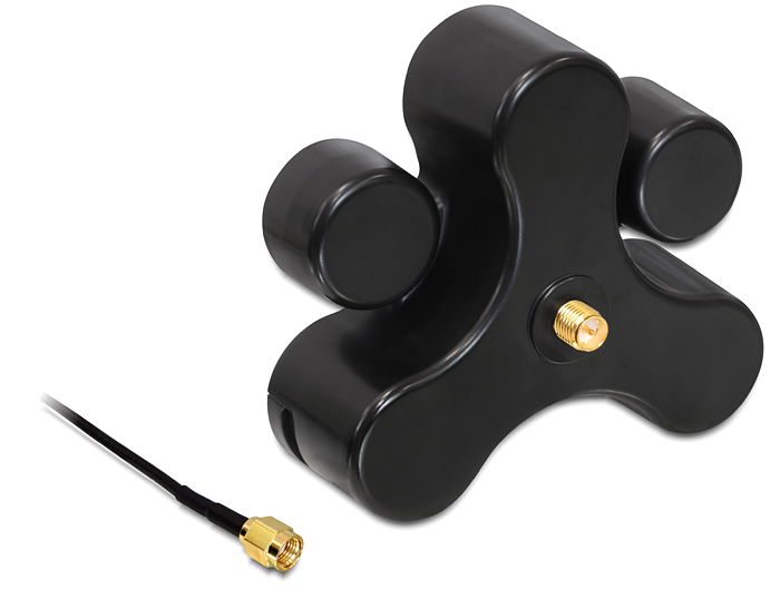 Delock Antennenfuß RP-SMA Buchse zu RP-SMA Stecker mit Anschlusskabel RG-174 1 m schwarz #4 