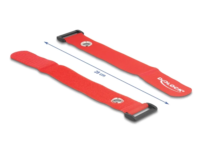 Delock Klett-Kabelbinder mit Schlaufe und Befestigungsöse L 280 x B 38 mm rot 3 Stück #4 