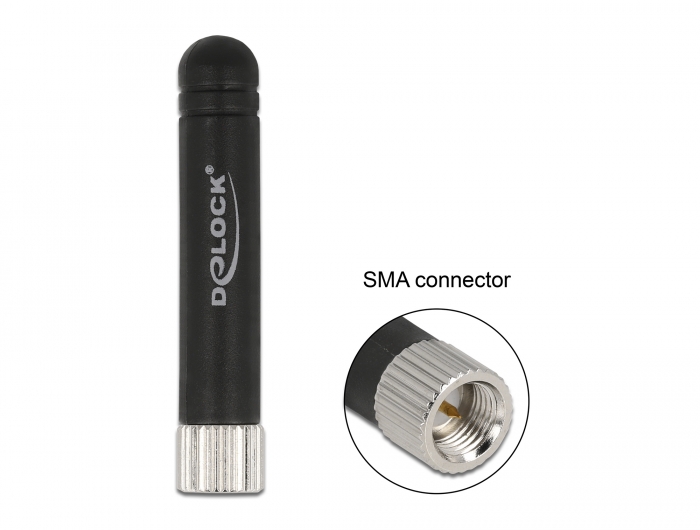 Delock LPWAN 868 MHz Antenne SMA Stecker 1,6 dBi omnidirektional starr schwarz #1 