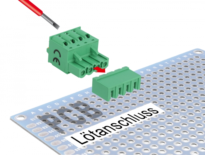 Delock Terminalblock Set für Platine 4 Pin 5,08 mm Rastermaß horizontal #5 
