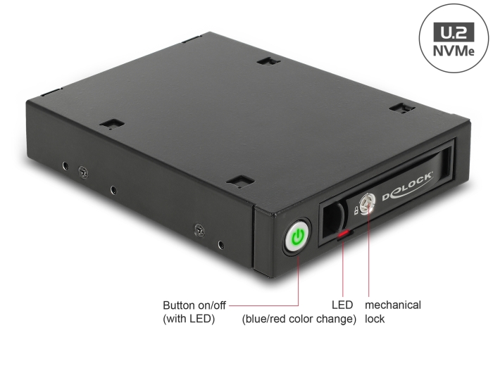 Delock 3.5″ Wechselrahmen für 1 x 2.5″ U.2 NVMe SSD oder SATA / SAS HDD / SSD #1 