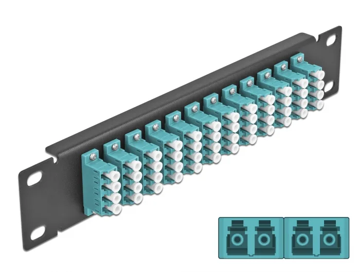Delock 10″ LWL Patchpanel 12 Port LC Quad aqua 1 HE schwarz #1 