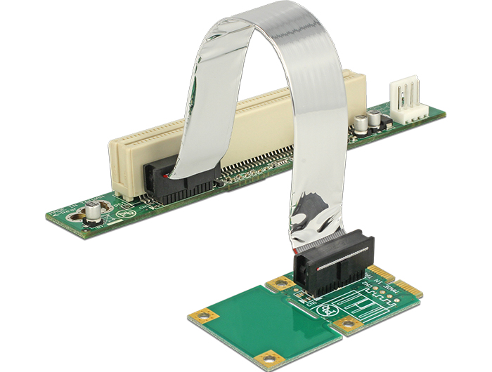 Delock Riser Karte Mini PCI Express > 1 x PCI mit flexiblem Kabel 13 cm links gerichtet #1 
