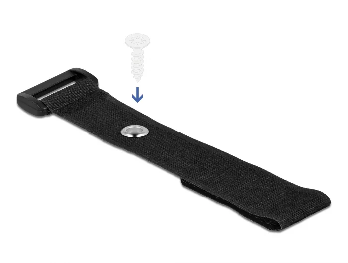Delock Klett-Kabelbinder mit Schlaufe und Befestigungsöse L 190 x B 25 mm schwarz 5 Stück #2 