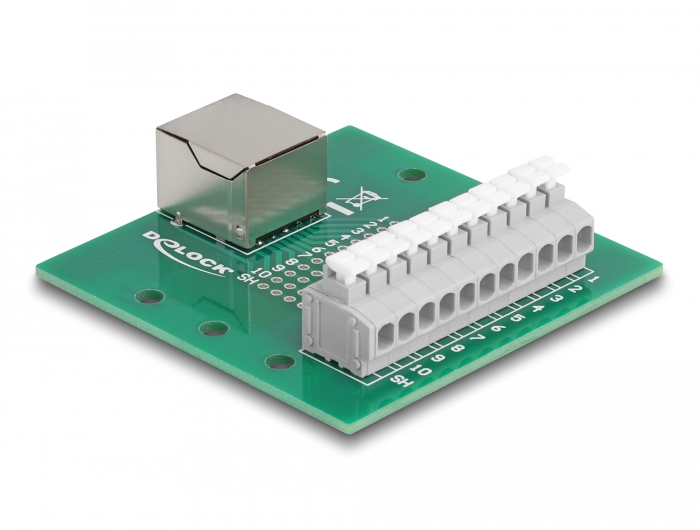 Delock RJ50 Buchse zu Terminalblock mit Drucktaster für Hutschiene #2 