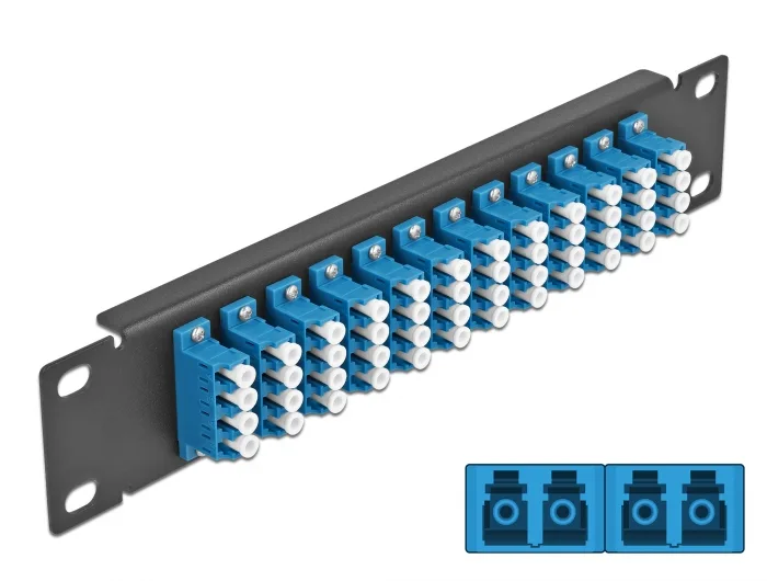 Delock 10″ LWL Patchpanel 12 Port LC Quad blau 1 HE schwarz #1 