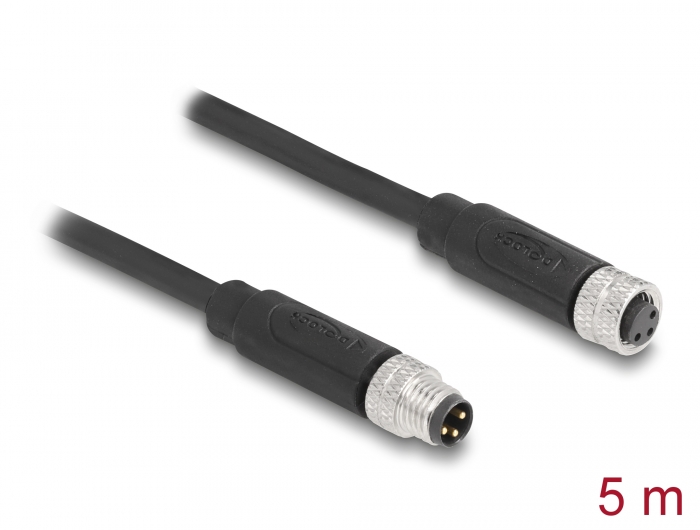 Delock M8 A-kodiert 3 Pin Kabel Stecker zu Buchse PUR (TPU) 5 m #1 