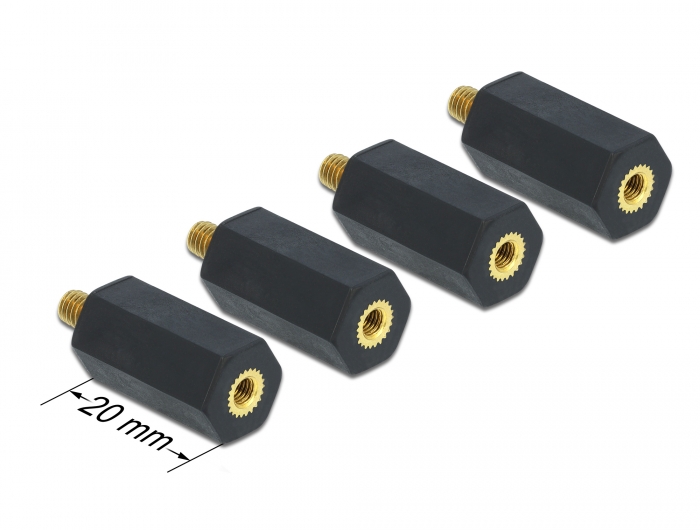 Delock Abstandshalter M4 x M3, Sechskant, Innen / Außen, 20 mm schwarz 4 Stück #2 