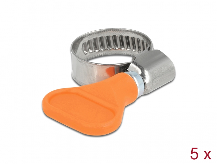 Delock Schlauchschelle Edelstahl 400 SS mit Flügelmutter 12 - 20 mm 5 Stück orange #1 