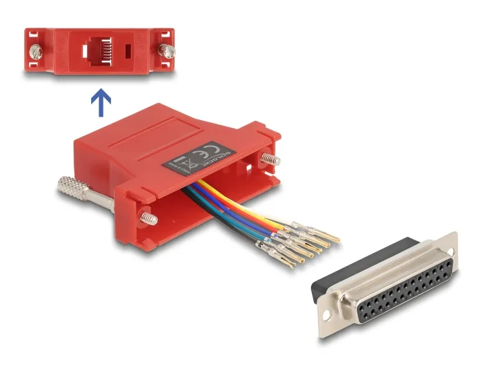 Delock D-Sub 25 Pin Buchse zu RJ12 Buchse Montagesatz rot #1 