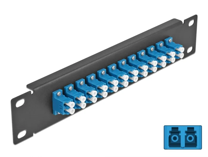 Delock 10″ LWL Patchpanel 12 Port LC Duplex blau 1 HE schwarz #1 