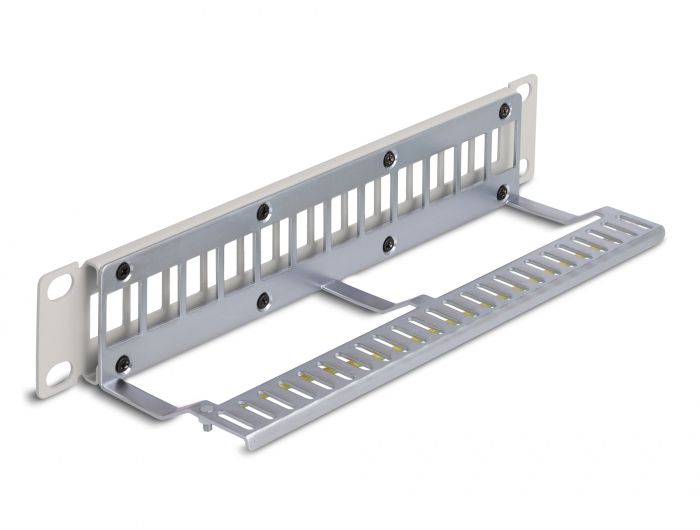 Delock 10″ Keystone Patchpanel 12 Port mit Entlastungsschiene 1 HE grau #2 