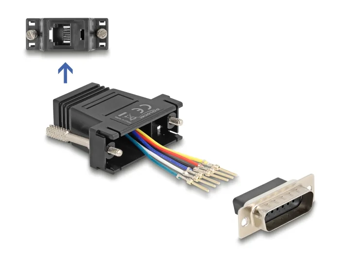 Delock D-Sub 15 Pin Stecker zu RJ12 Buchse Montagesatz schwarz #1 