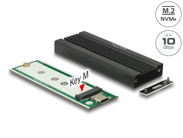 Delock Externes Gehäuse für M.2 NVMe PCIe SSD mit SuperSpeed USB 10 Gbps (USB 3.2 Gen 2) USB Type-C™ Buchse #1 