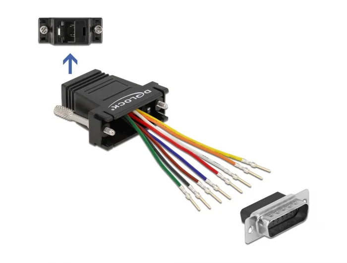 Delock D-Sub 15 Pin Stecker zu RJ45 Buchse Montagesatz schwarz #1 