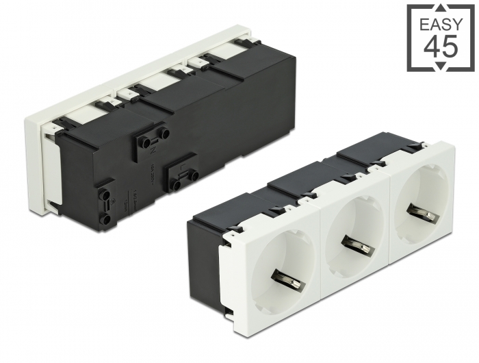 Delock Easy 45 Schutzkontakt-Steckdose 3-fach 45°-Anordnung 45 x 45 mm #1 
