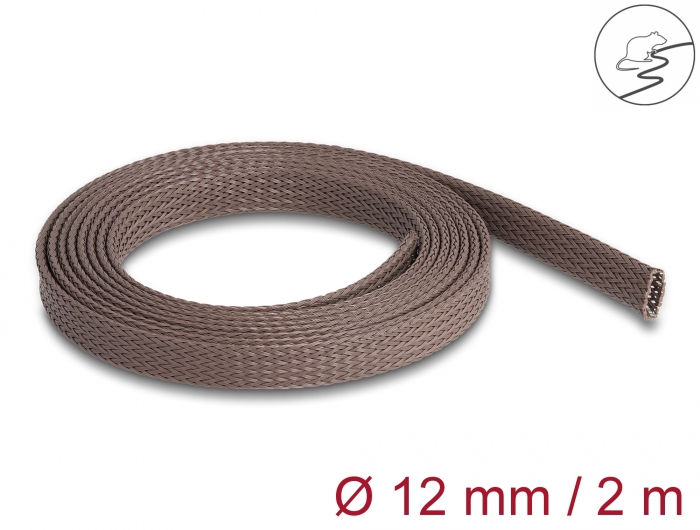Delock Geflechtschlauch nagerfest dehnbar 2 m x 12 mm braun #1 