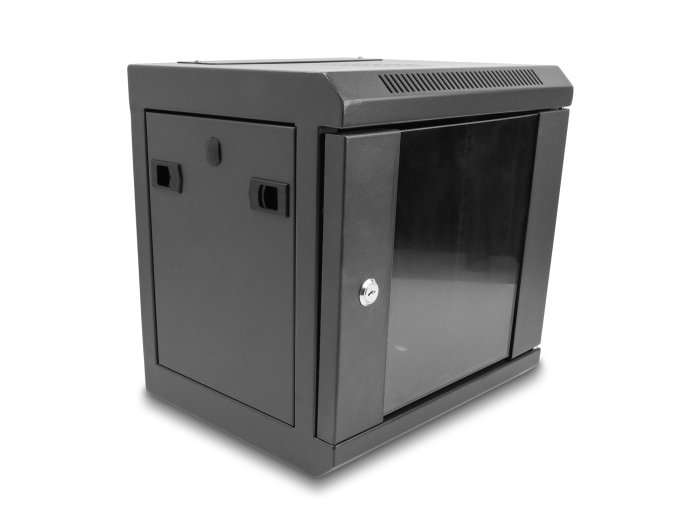 Delock 10″ Netzwerkschrank mit Glastür 6 HE schwarz #1 