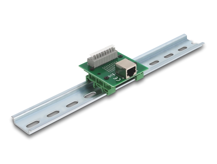 Delock RJ45 Buchse zu Terminalblock mit Drucktaster für Hutschiene #1 