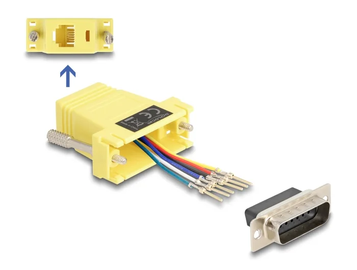 Delock D-Sub 15 Pin Stecker zu RJ12 Buchse Montagesatz gelb #1 