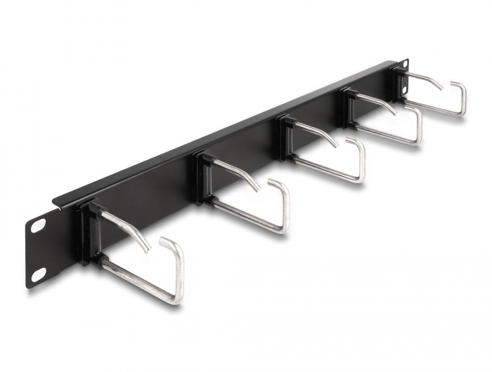 Delock 19″ Kabelmanagement Rangierpanel mit 5 Metallbügel 1 HE schwarz #1 