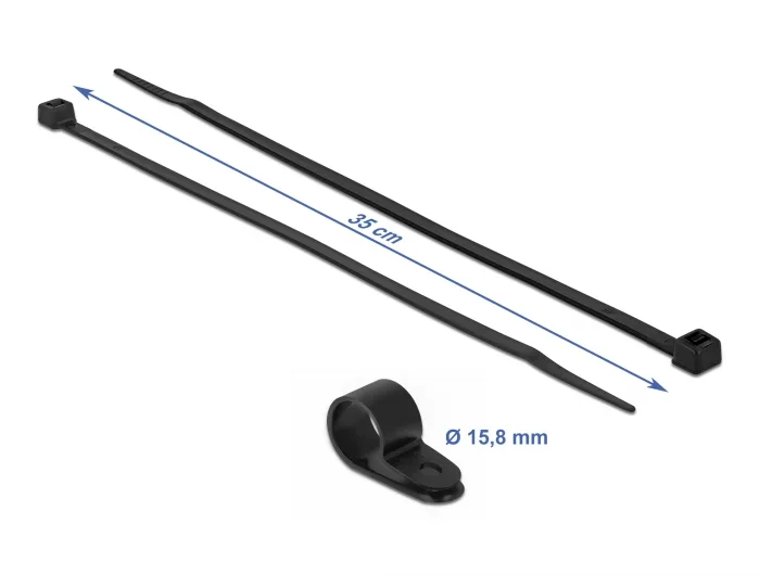Delock Befestigungsschelle 15,8 mm mit Kabelbinder L 350 x B 4,8 schwarz #2 