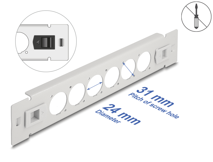 Delock 10″ D-Typ Patchpanel 6 Port werkzeugfrei grau #1 