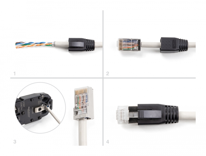 Delock RJ50 Modularer Stecker Cat.5e mit Knickschutztülle 25er Set #4 