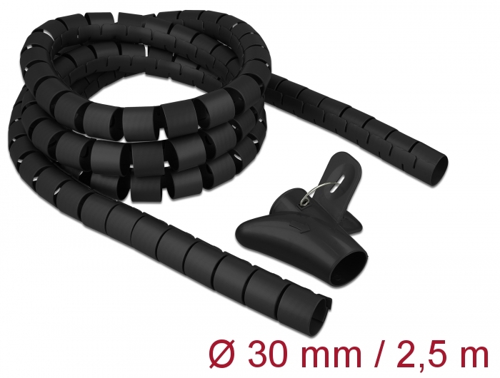 Delock Spiralschlauch mit Einziehwerkzeug 2,5 m x 30 mm schwarz #1 