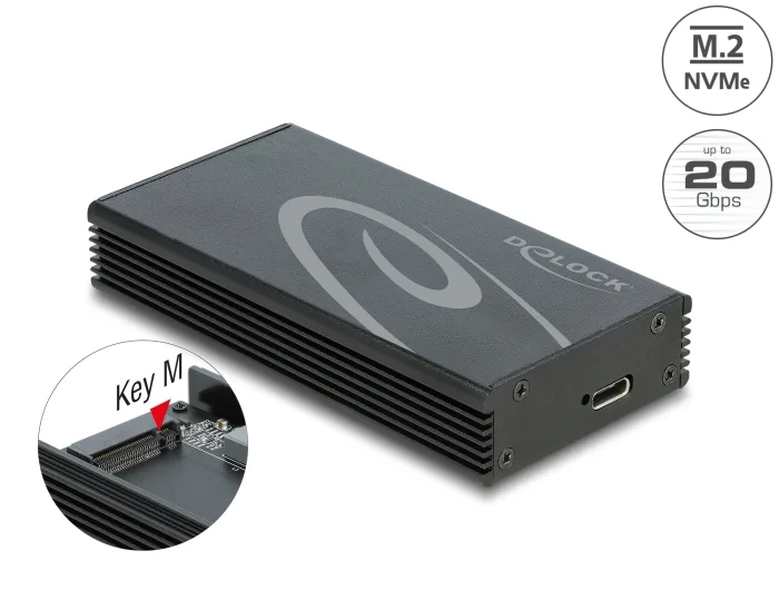 Delock Externes Gehäuse für M.2 NVMe PCIe SSD mit SuperSpeed USB 20 Gbps (USB 3.2 Gen 2x2) USB Type-C™ Buchse #1 