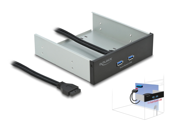 Delock 5.25″ Front Panel mit 2 x USB 5 Gbps Typ-A Ports #1 