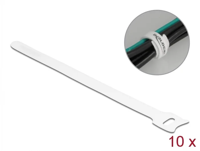 Delock Klett-Kabelbinder L 200 x B 12 mm weiß 10 Stück #1 