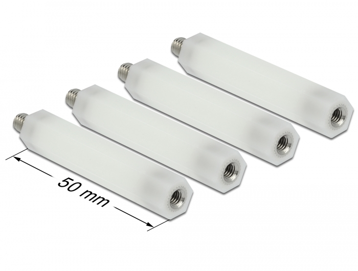 Delock Abstandshalter M5 x M4, Sechskant, Innen / Außen, 50 mm natur 4 Stück #2 