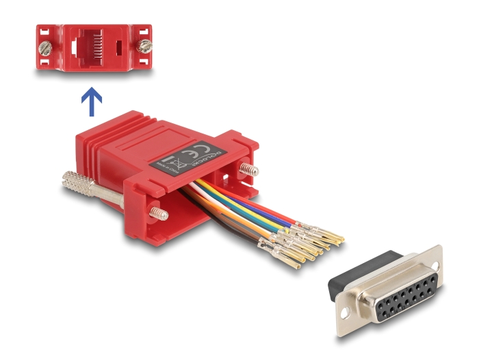 Delock D-Sub 15 Pin Buchse zu RJ45 Buchse Montagesatz rot #1 