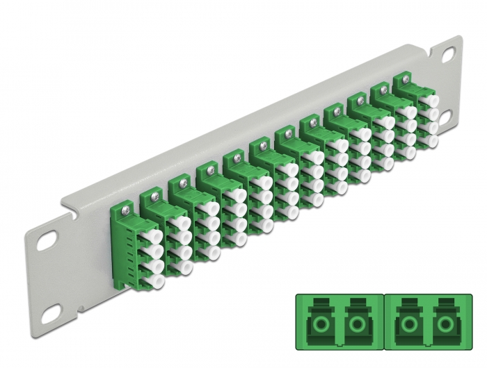 Delock 10″ LWL Patchpanel 12 Port LC Quad grün 1 HE grau #1 