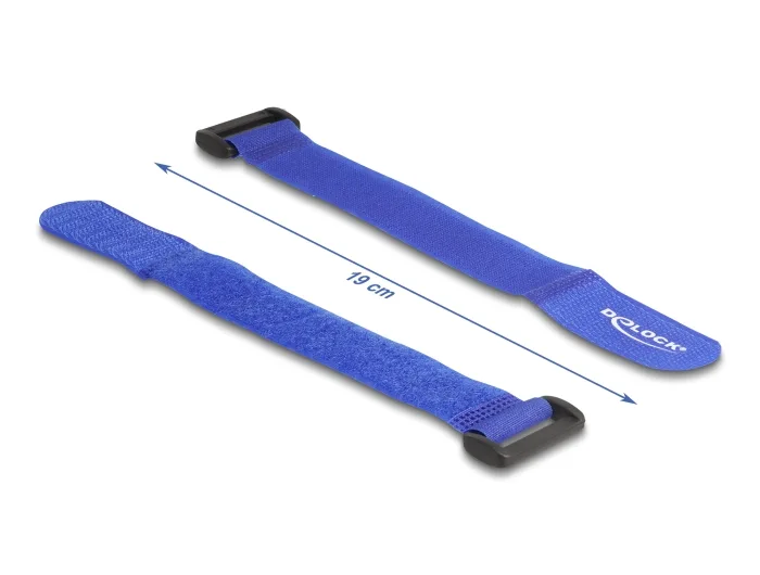 Delock Klett-Kabelbinder mit Schlaufe L 190 x B 25 mm blau 5 Stück #3 