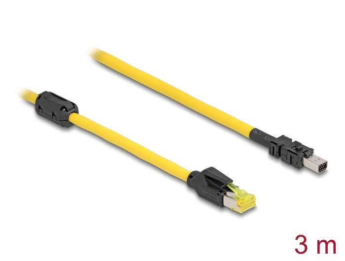 Delock Kabel RJ45 Stecker Cat.6 zu Mini I/O 8 Pin D-Form Typ 2 Stecker 3 m gelb #1 