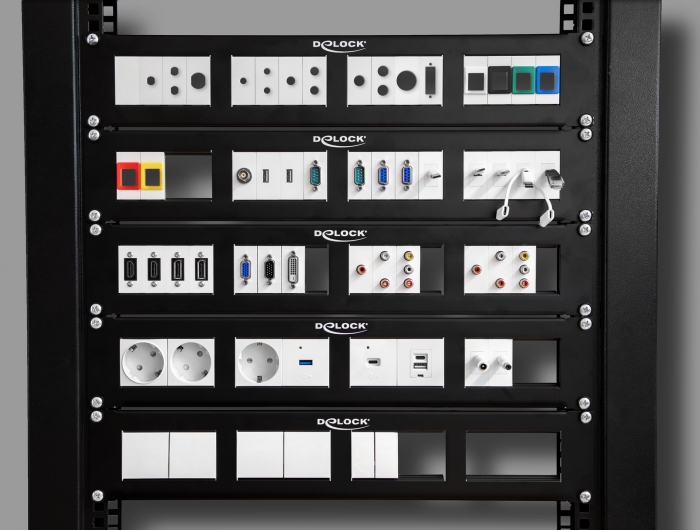 Delock Easy 45 19″ Patchpanel Ausschnitt 4 x 90,5 x 45,2 mm, 2 HE, schwarz #2 