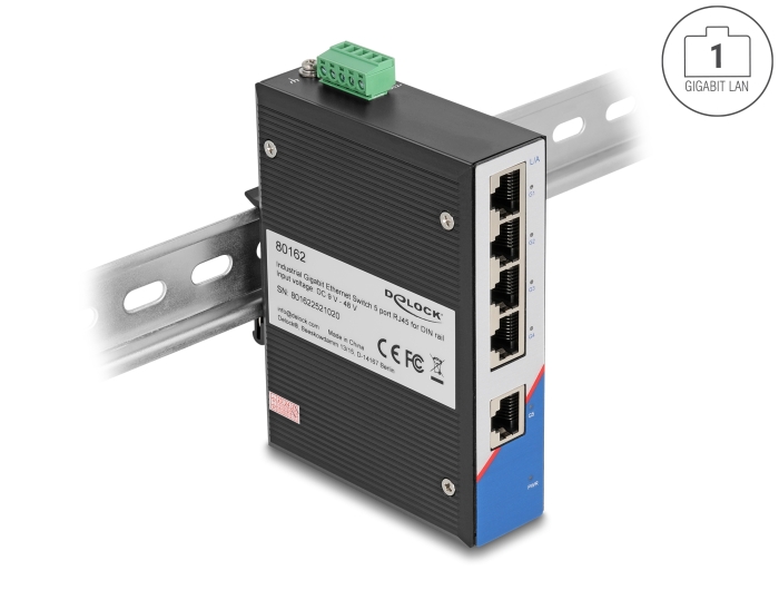 Delock Industrie Gigabit Ethernet Switch 5 Port RJ45 für Hutschiene #1 